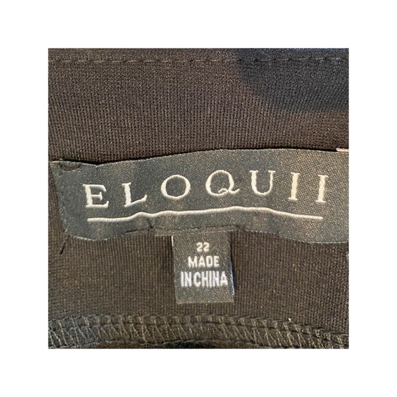 Eloquii Long Sleeve Ivory Ruffle Cuff Round Neck Black Knit Sheath Dress Size 22 - Picture 6 of 8